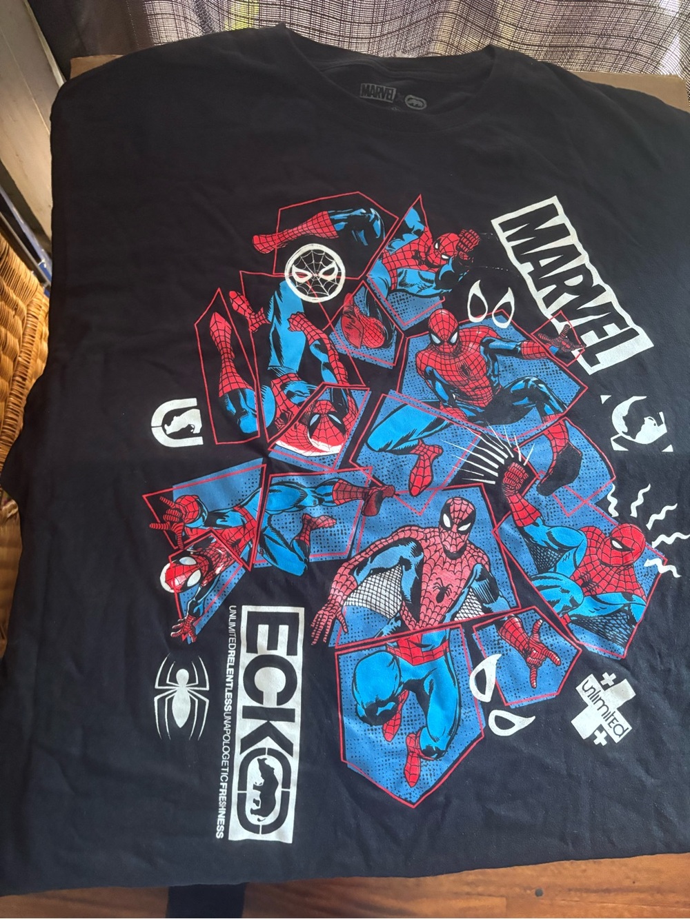 Marvel Spider-Man Graphic Tee - Black with Red & Blue- Echo collab.